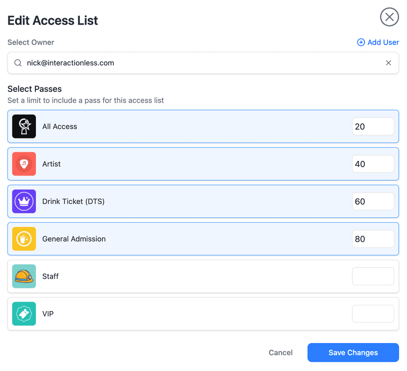 Configure access list